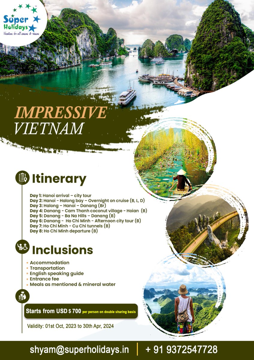 Get ready for a cultural immersion in the heart of Southeast Asia. Join us on a journey through #Vietnam's rich history and traditions! 🏯🌴🌄 #VietnamAdventures #FoodieTravel #VietnameseCuisine #tasteofvietnam #HoiAn #TimelessVietnam #NaturalBeauty #travelwithsuperholidays