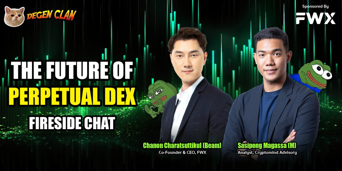 degenclancommu's tweet photo. Introducing second session at #DegenClan3rdMeetup

"The Future of Perpetual DEX"
[Fireside Chat]

⏰ 8.15 P.M. - 9.00 P.M.

🎉 Speaker : @DSChanonCanon from @fwxfinance 
(with @ztc2022 as a moderator)

FREE ENTRY, register at -> https://t.co/Tx6URmgHFp https://t.co/EiIUbO40nD