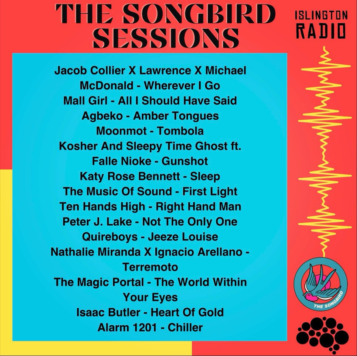 mixcloud.com/IslingtonRadio… The Songbird Sessions for @TheSongbird_HQ on @IslingtonRadio has landed! Check out music from @solareyesmusic @beccajamesuk @JFlamesOnDaBeat @Wookalily @jarvbone @olirockberger @Kamalnw @marvelriot @benjamin_bms @jacobcollier @weareagbeko @ktbennett >>>