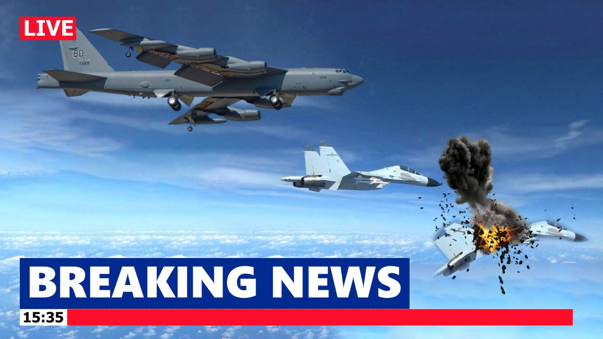 USMilitarySystm's tweet photo. Tense Moment! US Air Force Bomber Intercepts Chinese Fighter Jet Over So... https://t.co/yUJQ2D7ihp https://t.co/3ql942HpAE
