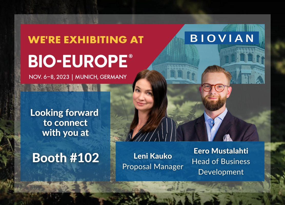 We have great news for everyone traveling to #BIOEurope on November 6-8, 2023! Two of our experts are waiting to meet you there. 💎

Visit booth #102 to learn how team #Biovian's expertise and solutions benefit your projects. 

#ViralVectors #PlasmidDNA #RecombinantProteins