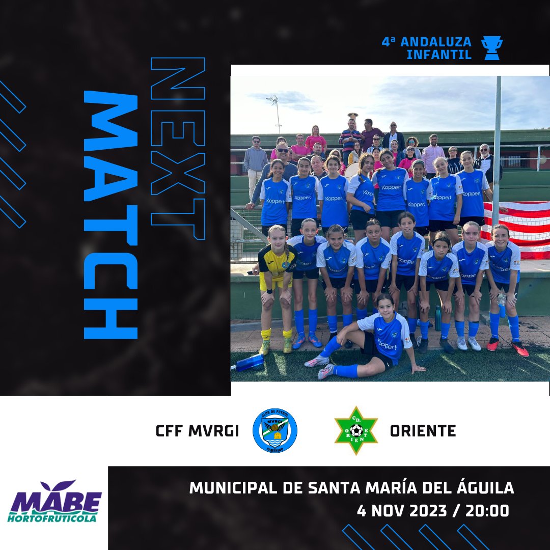⚽ Partido @satmabe 

➡Esta noche nuestro infantil recibirá al Oriente para continuar su camino en liga. 

Las chicas buscarán mantener la solidez del último partido para continuar sumando.

#cffemeninomvrgi
#futbolfemenino
#futfem
#EllasTambienJuegan