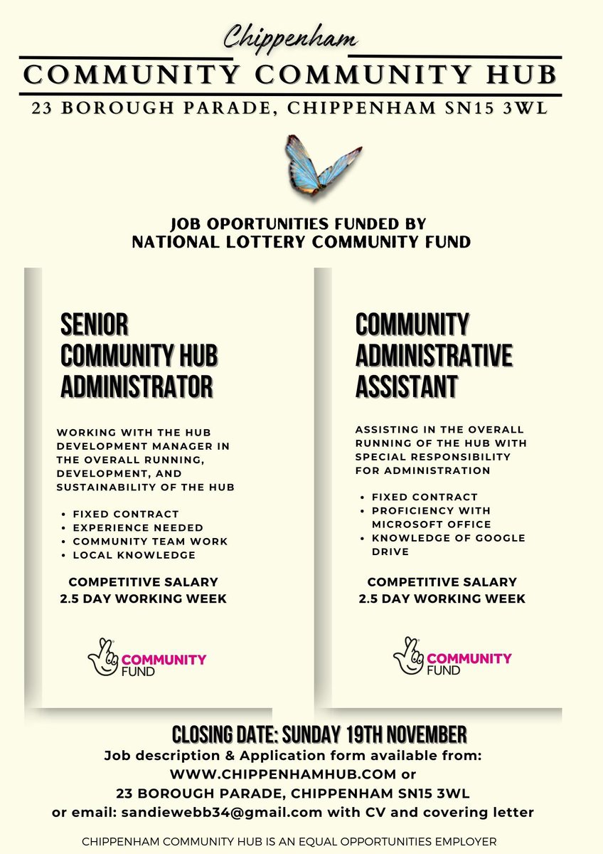 ‘There is no power for change greater than a community discovering what it cares about’ and thanks to funding from <a href="/TNLComFund/">The National Lottery Community Fund</a> the Hub is now recruiting for two key new positions to do just that #LoveChippenham <a href="/OneChippenham/">One Chippenham</a>