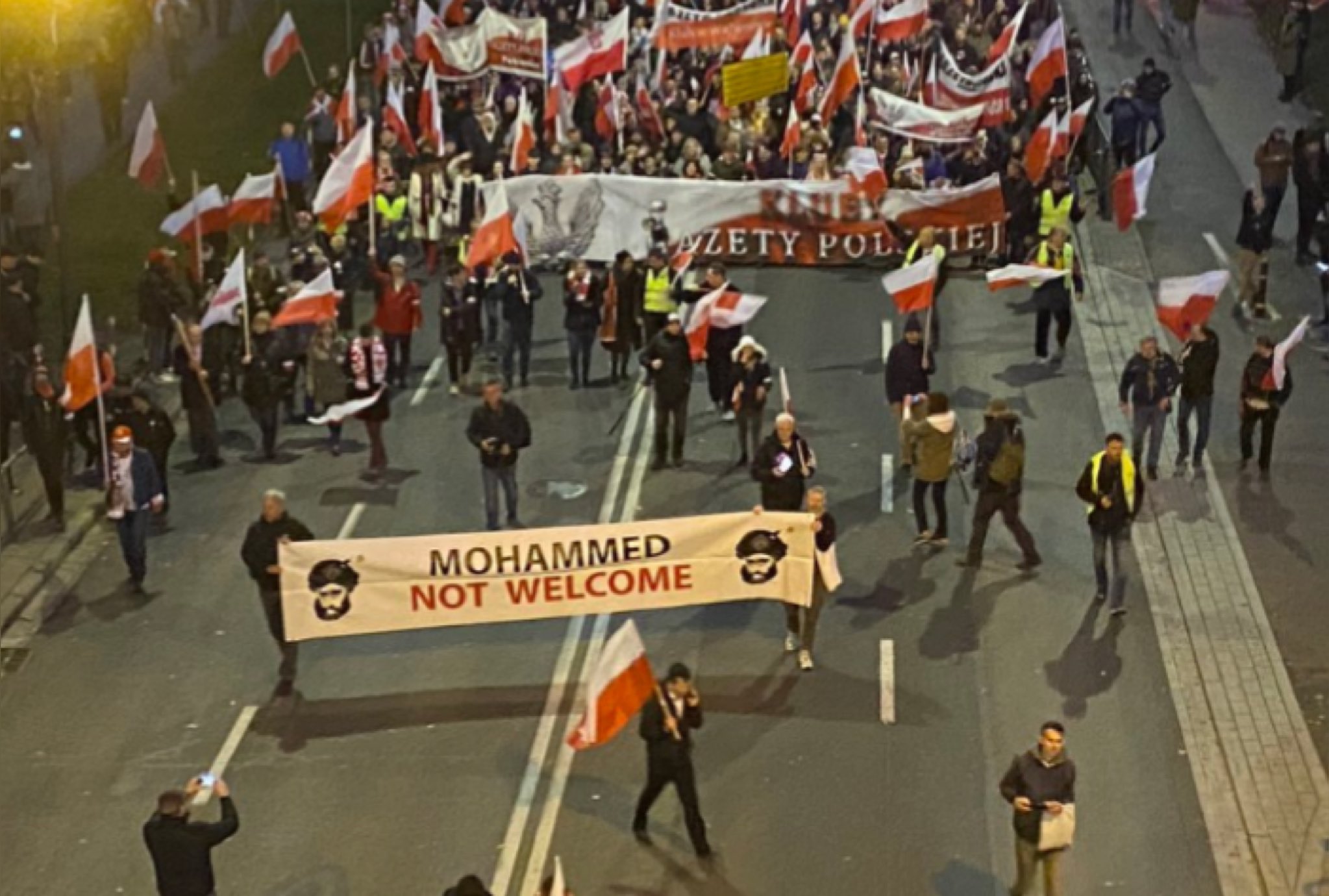 Mike Hammer on X: Mohammed Not Welcome * says a banner of a protest march  in #Warsaw, #Poland !  / X