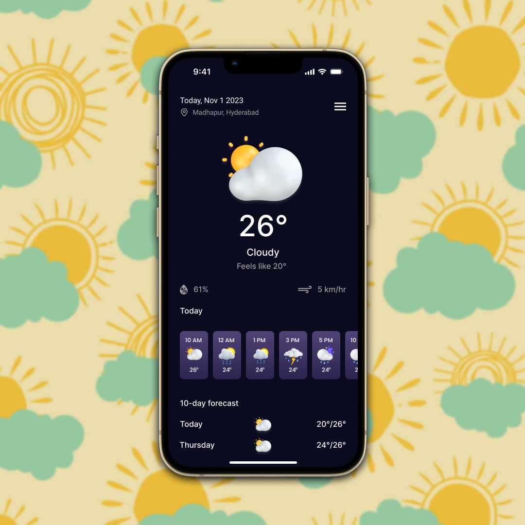 anupriya079's tweet photo. Day 37/100: Weather Interface ☀️🌧️

Stay ahead of the forecast with our weather design. Get the latest updates on your city, temperature, and more. What do you think of this weather experience? 

#ui #ux #dailyui #dailyuichallenge #uidesign #figma #weatherdesign https://t.co/RpZ4X348AS