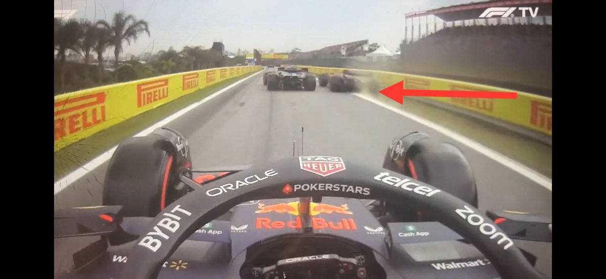 TheTechnician44's tweet photo. George is penalised

Max and Perez are not…

Perez in the middle not to the left also. 

George was causing him to be slow but he still wasn’t to the left..

Perez was called to the stewards aswell… And cleared…

The Redbull bias is real

#FiAcorruption https://t.co/o3vhAjNlmf