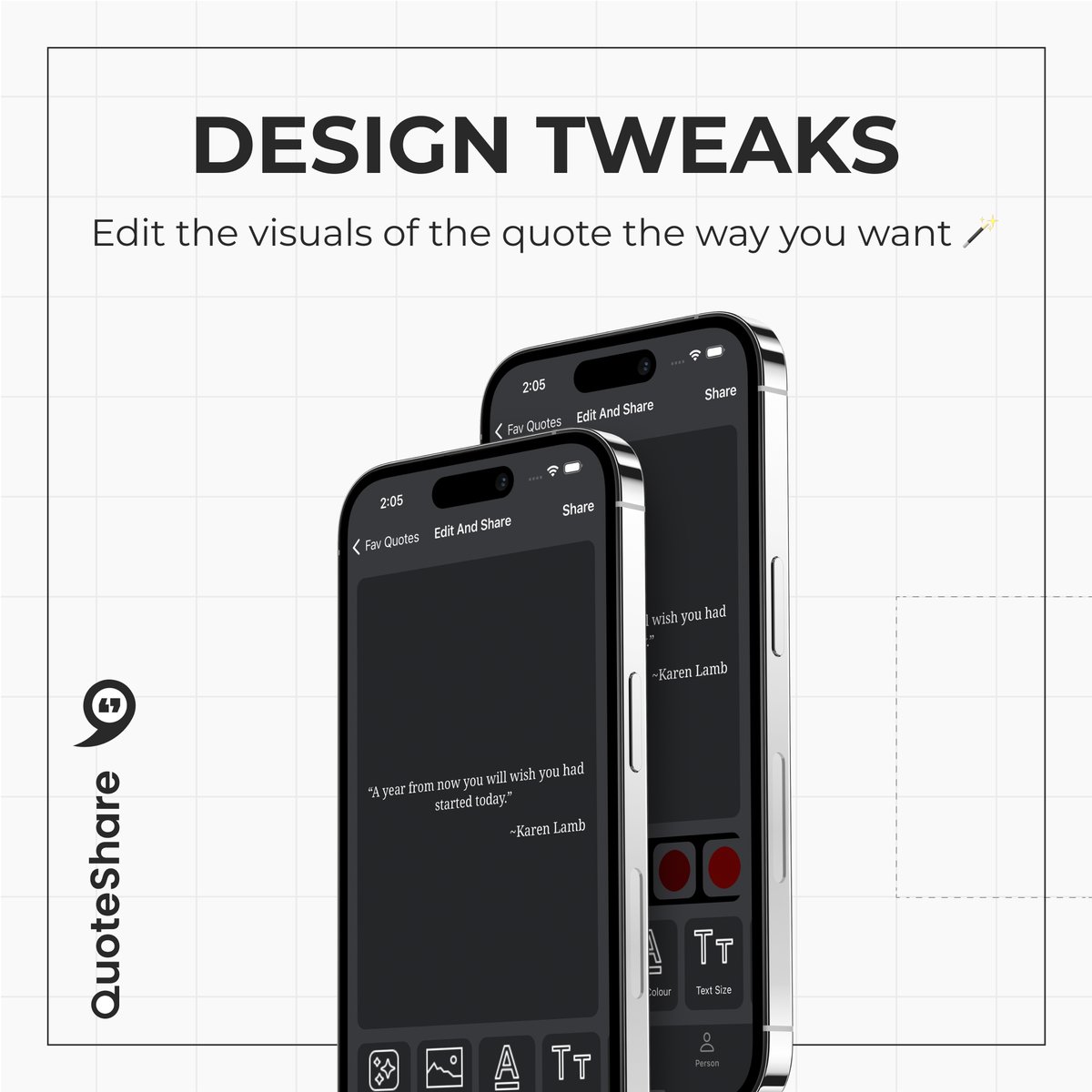 _quote_share's tweet image. Unleash Your Creativity! 🎨✨ With Quote Share, you have the power to customize it all: change backgrounds, use your own images, tweak font colors, and explore different styles. Personalize your inspiration, your way! 🌟💬 #QuoteShare #CreateWithStyle #Inspire #progress