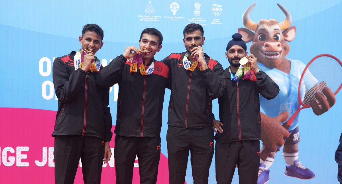 🥇in the Men’s Team event at the National Games, all focus now is on the Individual finals tomorrow morning , congratulations to the girls team on winning gold to make it a double for TamilNadu :)