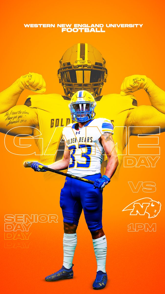 Western New England Athletics (@wne_goldenbears) on Twitter photo Starting the morning off with a #GAMEDAY
<a href="/WNEVolleyball/">WNE Volleyball</a> vs. Endicott College - Senior Day! - 11:00 AM
@wne_wrestling @ Alvernia Invitational - WELCOME BACK! - 11:00 AM
<a href="/WNEFB/">WNE Football</a> vs. Nichols College - Senior Day - 1:00 PM
More⬇️⬇️⬇️
#PaintItGold 🏐🤼🏈 Starting the morning off with a #GAMEDAY
<a href="/WNEVolleyball/">WNE Volleyball</a> vs. Endicott College - Senior Day! - 11:00 AM
@wne_wrestling @ Alvernia Invitational - WELCOME BACK! - 11:00 AM
<a href="/WNEFB/">WNE Football</a> vs. Nichols College - Senior Day - 1:00 PM
More⬇️⬇️⬇️
#PaintItGold 🏐🤼🏈