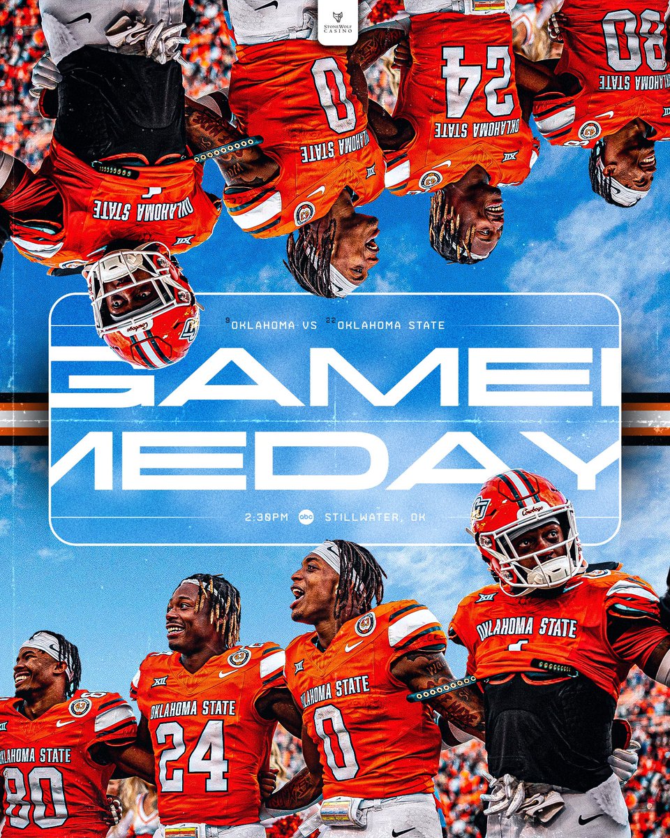 CowboyFB's tweet image. Bedlam gameday 🤠

Vs.  Oklahoma   
⏰ 2:30 p.m. Ct
🏟️ Boone Pickens Stadium 
📺 ABC
📻 okla.st/GetVarsity