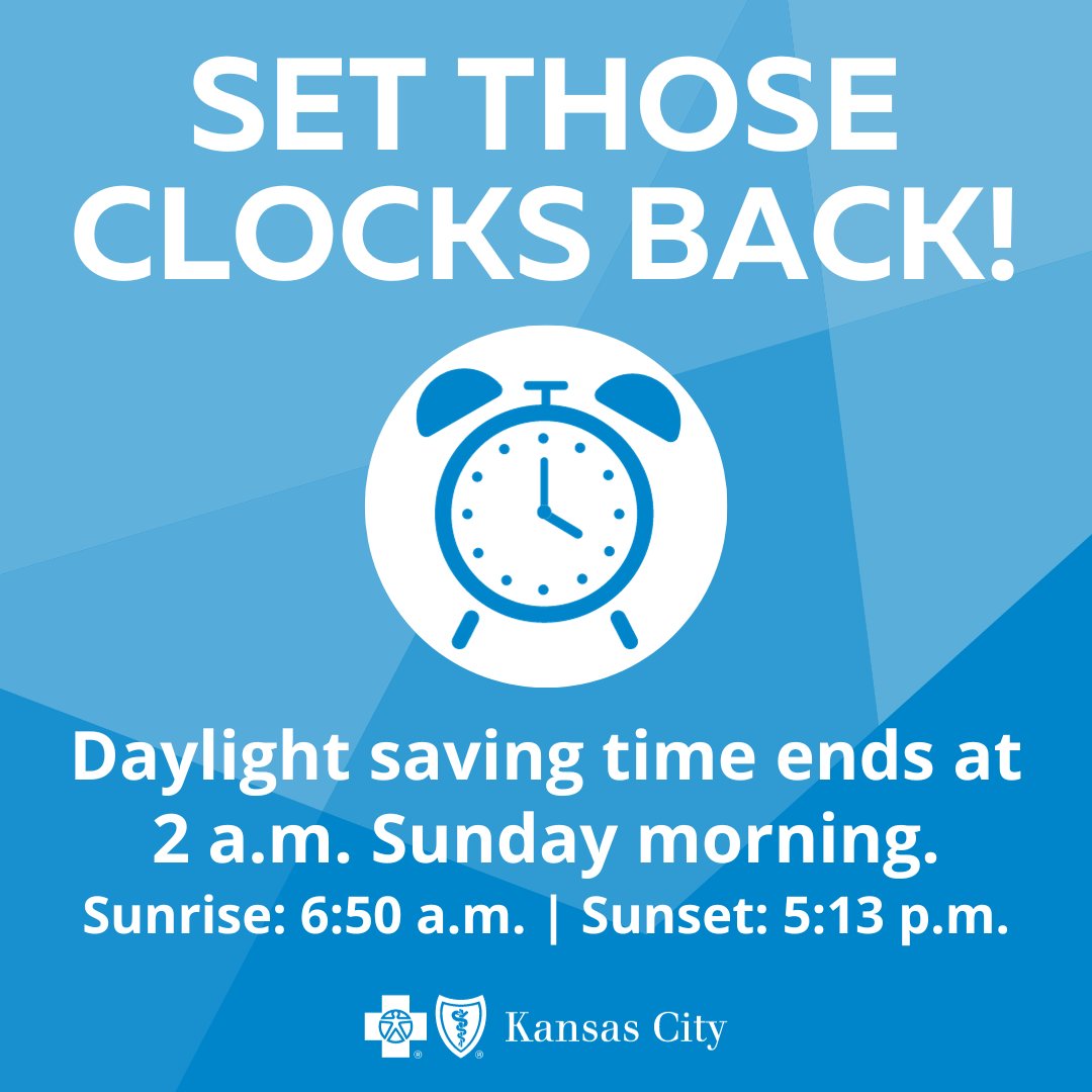 REMINDER: We “fall back” this weekend. Daylight saving time ends at 2 a.m. Sunday. Look at that sunset time – 5:13 p.m.! We encourage you to prioritize getting outside during daylight hours to make this transition easier.