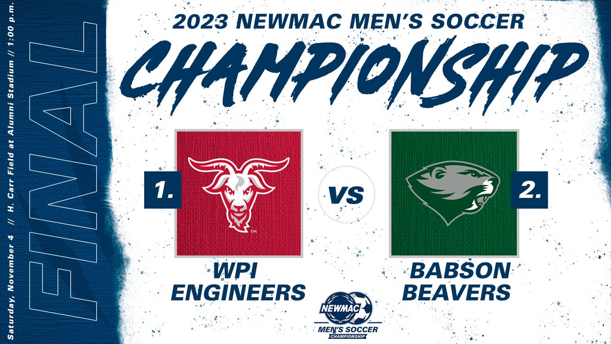 NEWMACsports's tweet photo. NEWMAC MEN'S SOCCER CHAMPIONSHIP ⚽
TROPHY DAY 🏆
@BabsonAthletics at @WPIAthletics - 1:00 p.m.
You can find all championship info here ➡️ https://t.co/g2wafPQM9H
#GoNEWMAC // #NEWMACChamps https://t.co/o5CjfKplfQ