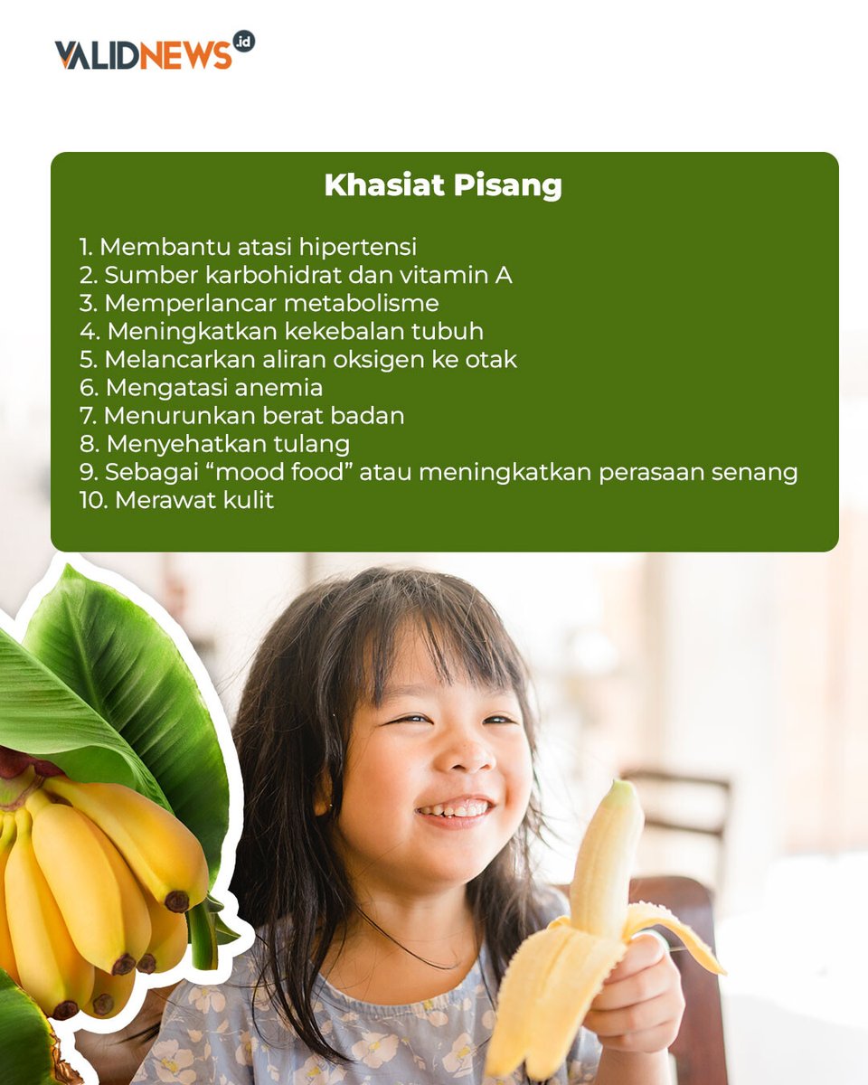 validnewsid's tweet image. Pisang kalo panas jadi apa? Hihang hoheng! Gak lucu ya?
Mending cek berbagai fakta tentang pisang di sini!

#validnih #pisanggoreng #infovalid #temansevisi #infografis #kulinerindonesia