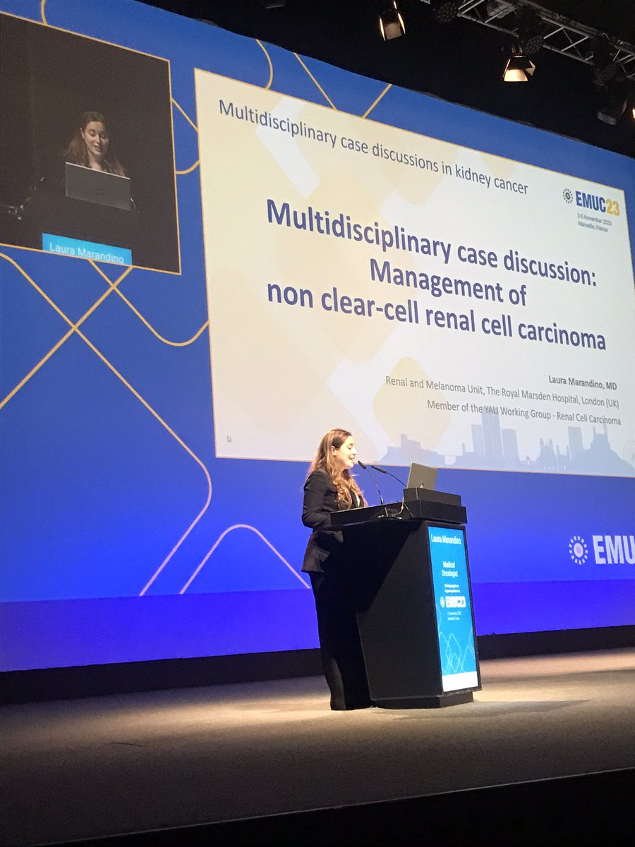 UrsulaVogl's tweet image. Wonderful non ccRCC case presentation and discussion at #EMUC23 from @LauraMarandino. I am proud to see her on the stage! Dr Marandino passed a year of research fellowship with us in the GU group at the #IOSI #EOC @Silke_Gillessen