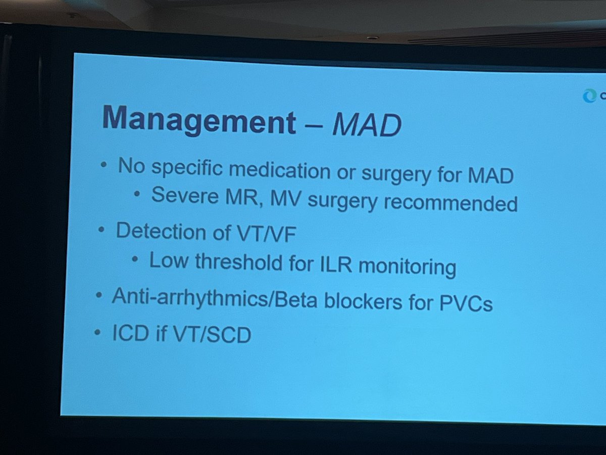 #practical updates in cardiology 23 @zdemertzis 👏on mitral annular disjunction ❤️cmr is gold standard ❤️ low threshold for prolonged arrhythmia detection - made it to the guidelines ❤️no prophylactic meds or surgery unless severe valvular involvement