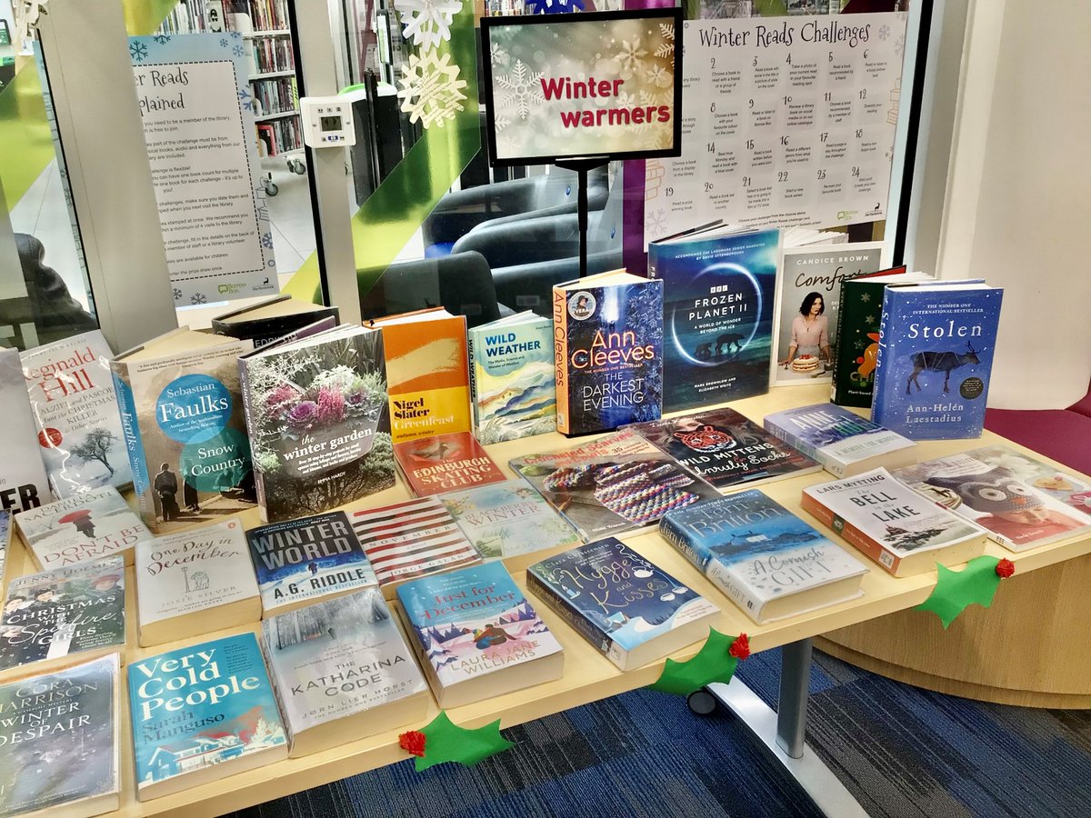 WINTER READS starts TODAY! @HertsLibraries 

Come to the library between today and Feb to take part - there are some challenges on the wall and some winter-themed books to get you started! You can collect a form from the Information Desk - all you need to join is to be a member!