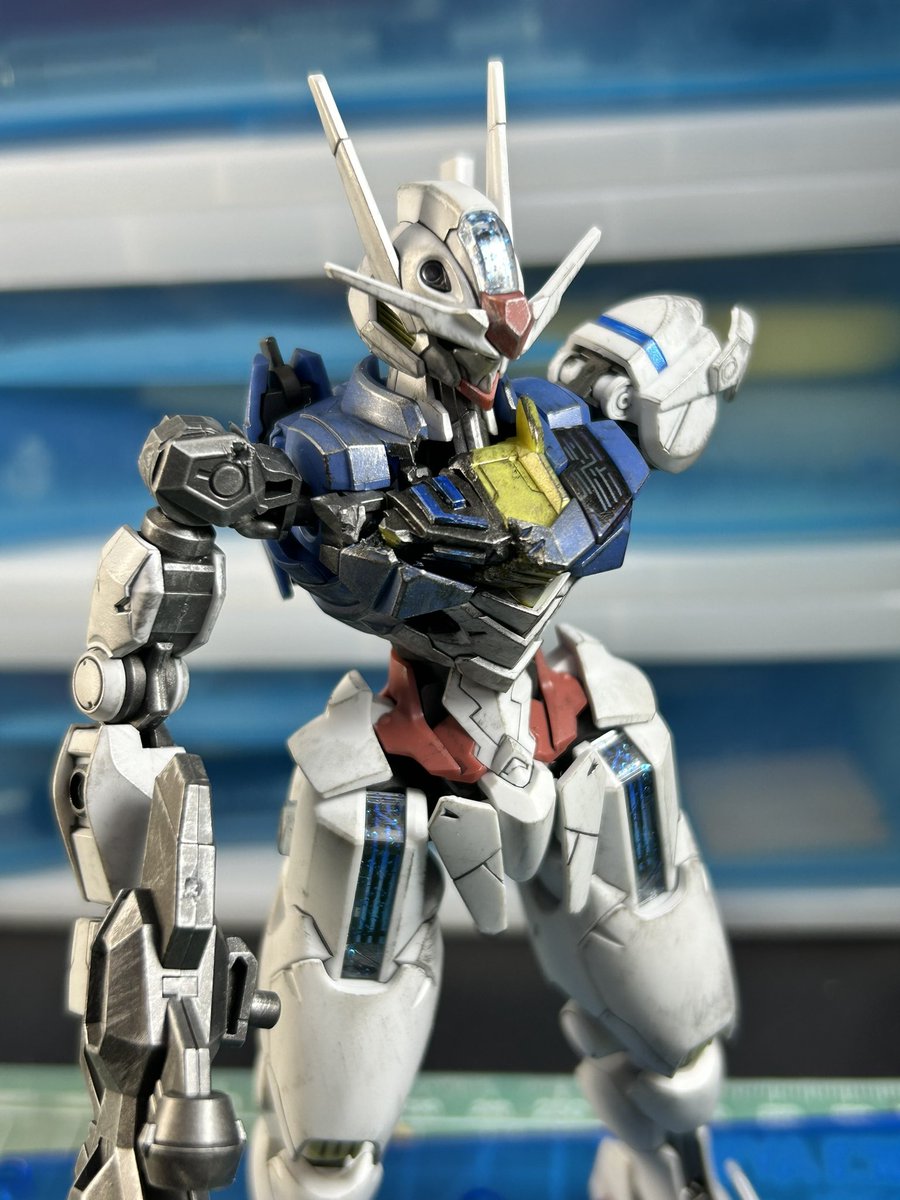 bark4382's tweet image. HG ガンダムエアリアル
パーメットスコア6（ダメージver.）完成！
Part1
ミカエリスとの決闘でボロボロになったエアリアルを
再現して見ました👍

#彗星の魔女
#ガンプラ