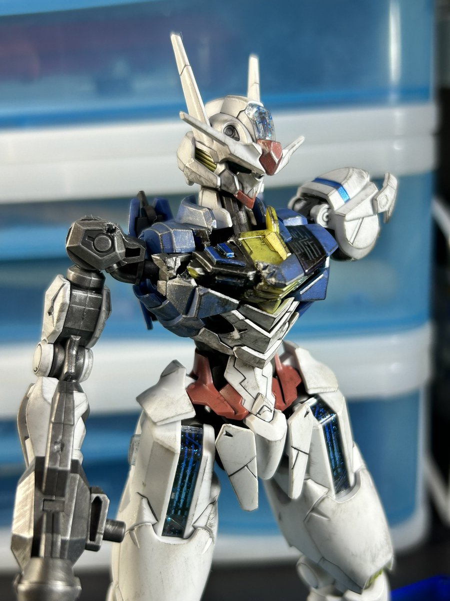 bark4382's tweet image. HG ガンダムエアリアル
パーメットスコア6（ダメージver.）完成！
Part1
ミカエリスとの決闘でボロボロになったエアリアルを
再現して見ました👍

#彗星の魔女
#ガンプラ