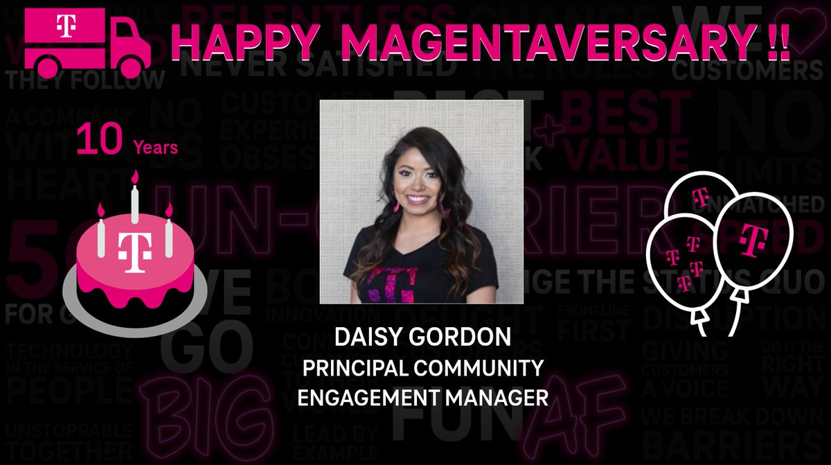 Please join me in wishing @DaisyyRodd a very HAPPY 10 YEAR MAGENTAVERSARY!! Thank you for all that you do! In your short amount of time with our team, your impact can be felt and seen ♥️