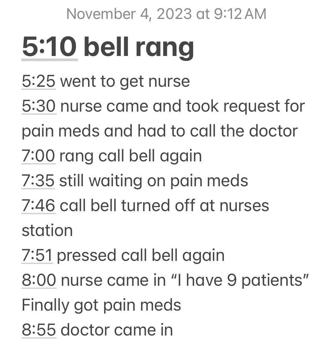 GraceHethe642's tweet photo. We’re in 2023, why is a patient waiting this long for pain meds and for their call bell to be answered? What if this was YOUR loved one? HELP MY DAD GET THE CARE HE NEEDS @fordnation @ONThealth @HamHealthSci @collegeofnurses @Wayne_Gates https://t.co/qnE72VBXT5