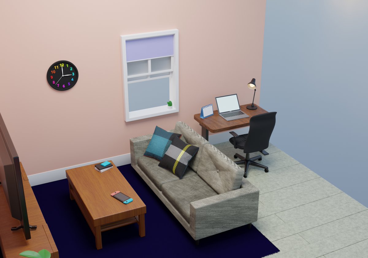 yoshi3dcougs's tweet image. I&apos;m collaborating with @kiyo3dcougs on this Blender project. Added a rug and completed the room. Our goal is to license our characters and pursue a business. Your support means a lot to us! #Blender #BlenderBeginner #b3d #3D