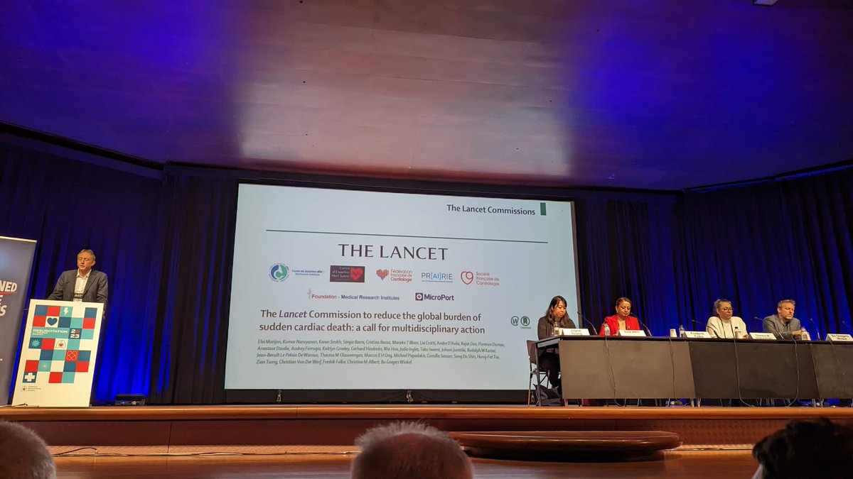 Great and important presentations from The Lancet Commission on Sudden Cardiac Death 💔 at ERC in Barcelona highlightning the known 🤔and unknowns 🤷 regarding Cardiac arrest prevention, treatment and rehabilitation! @TheLancet @ERC_resus @Ilcor_org @EloiMarijon @bowinkel75