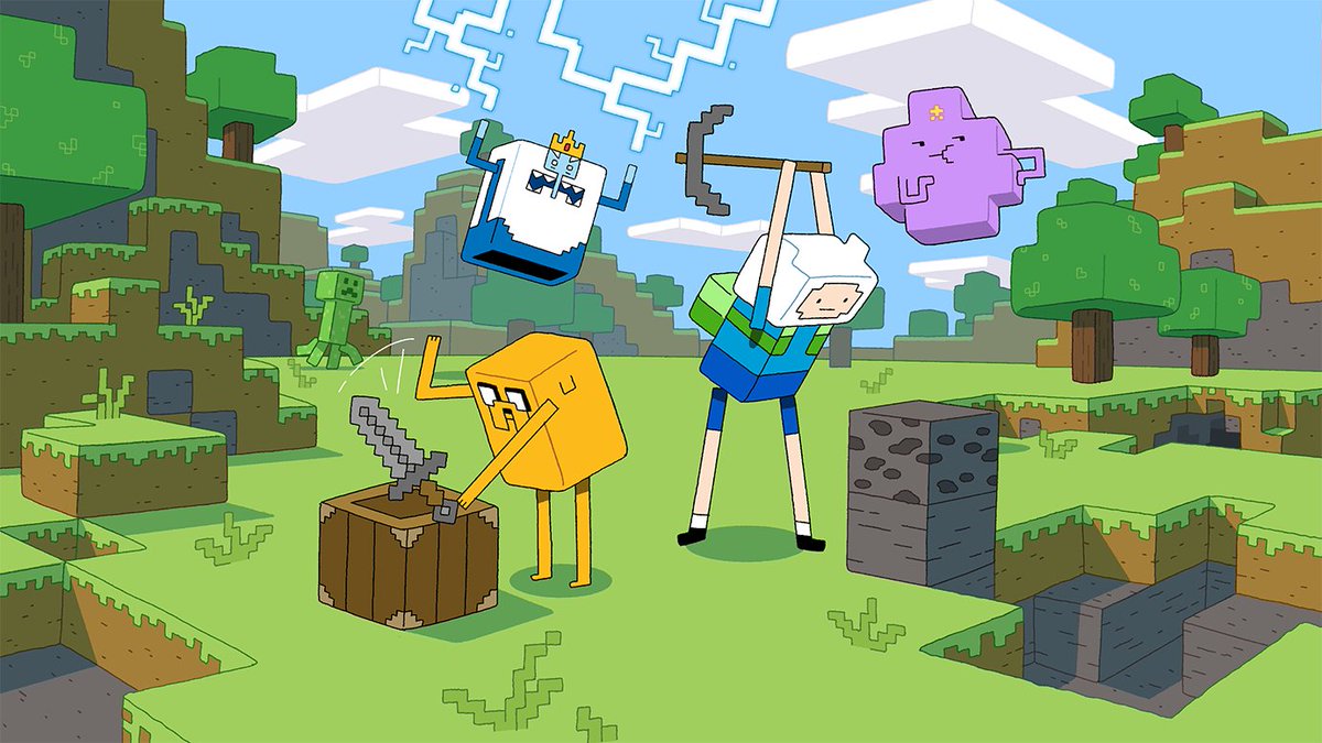 torpordust's tweet image. i thought i lost these!!!! but just found them today. here's some of the vis dev i did for the adventure time x minecraft episode.... 7 years ago.... 👴