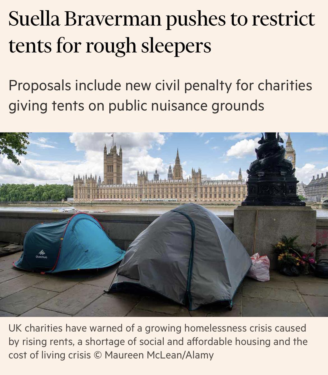 Banning tents will not solve homelessness. The Tory government’s attitude to vulnerable people sleeping on our streets lacks compassion and is deeply depressing. 1/