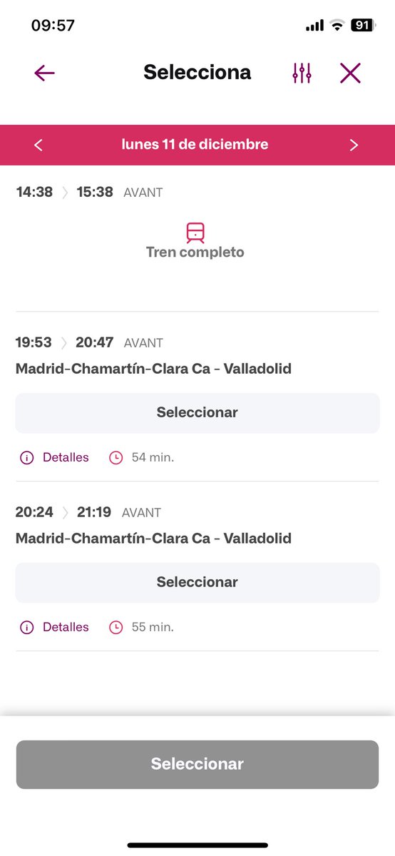 AngryRenfe's tweet photo. A partir de la semana del 11DIC ya no hay trenes estándar 6:23 6:45 7:18. ¿@Renfe @Inforenfe lo consideráis festivo? Porque ya están así hasta Enero y la vuelta casi sin frecuencias @AVE_CyL @usuariosaveseg1 @AVE_Valladolid #avant #valladolid #madrid https://t.co/aZAoMF3hox