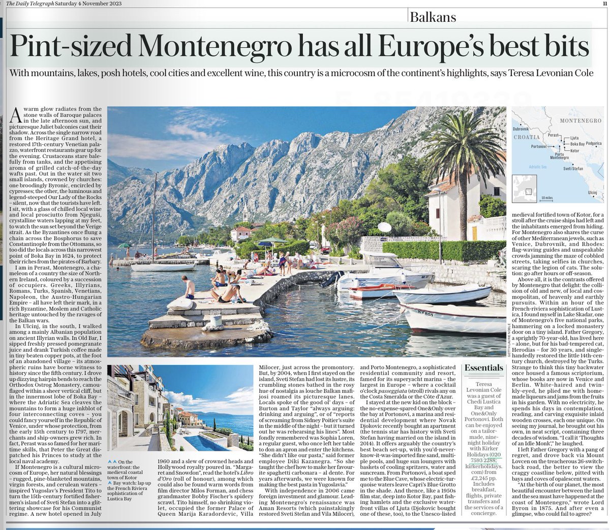 A wonderful trip to Montenegro, revisited in todays’s <a href="/TelegraphTravel/">Telegraph Travel</a>