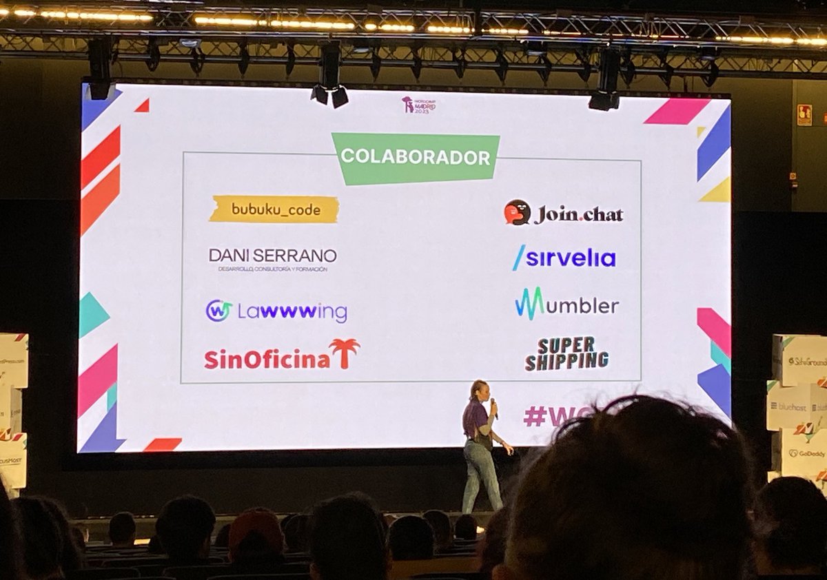 Alegría de ver a tantos amigos juntos en esa pantalla. 
<a href="/bubuku/">Bubuku</a> <a href="/sirvelia/">Sirvelia</a>
<a href="/Lawwwing/">Lawwwing</a> <a href="/SinOficina_com/">SinOficina 🌴 Coworking Online</a> @getmumbler <a href="/DaniSerrano_/">Dani Serrano ✌️🤓</a>
 <a href="/rafagallegot/">RafaGallegoT (Super Shipping para WooCommerce) Ⓔ📦</a> 

#WCMAD