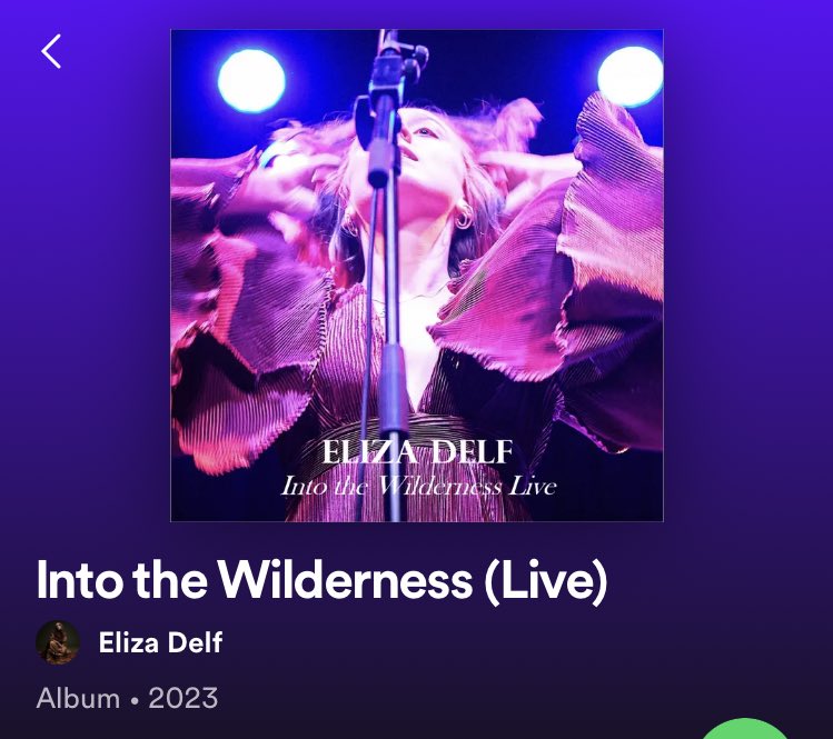 Into the Wilderness (Live) is OUT NOW! Would mean the world if you could go have a listen! 💛 Don’t forget that tickets are still available for my gig tonight, at elizadelf.com x