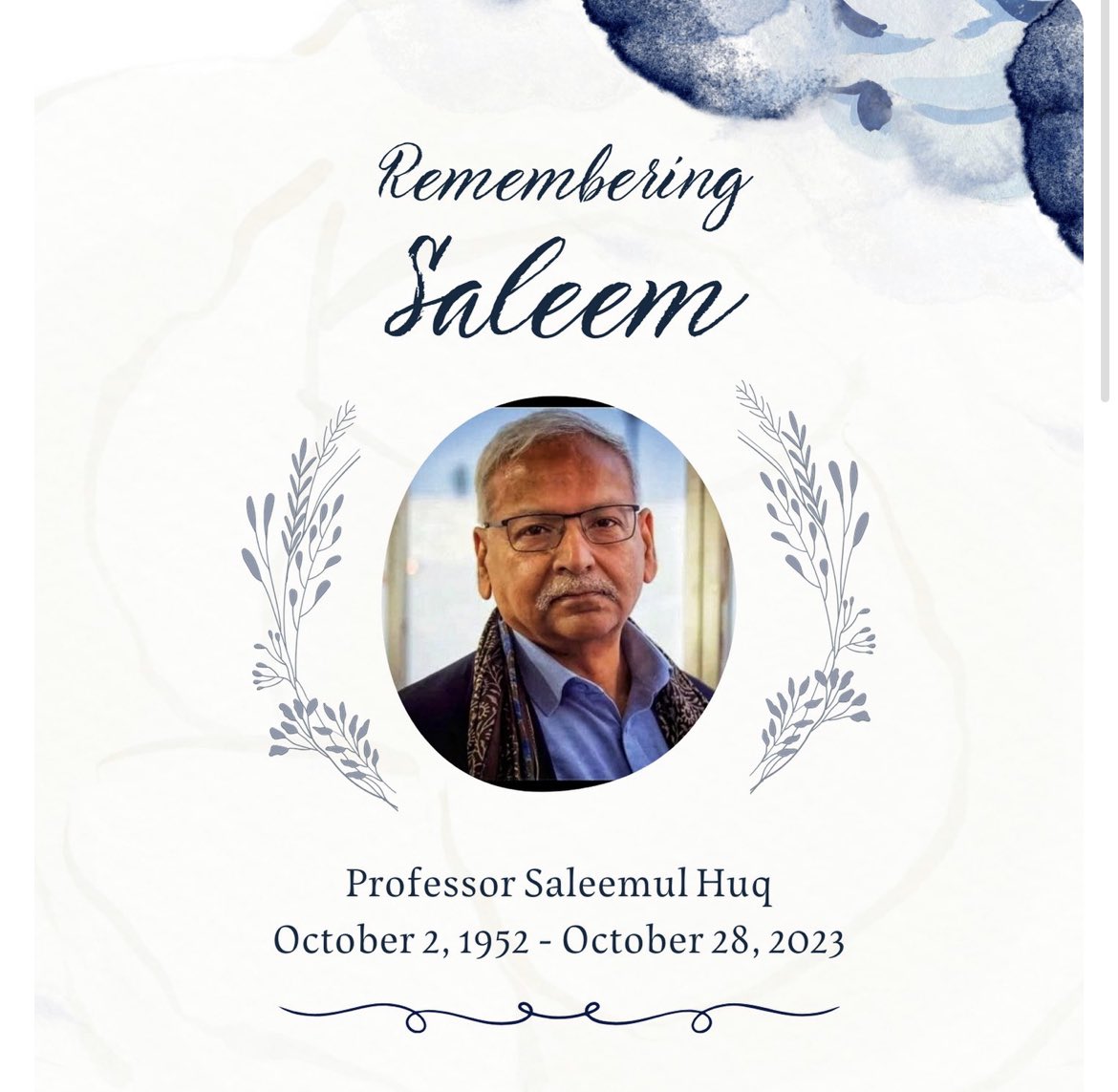 EricShahzar's tweet photo. Can’t believe that Dr. @SaleemulHuq is no longer with us. I spoke to him just a day before his passing about a brilliant climate displacement program in Bangladesh. He was one of my primary interviewees for my doctoral research. Big loss in the climate space community https://t.co/KOSwGbfWth