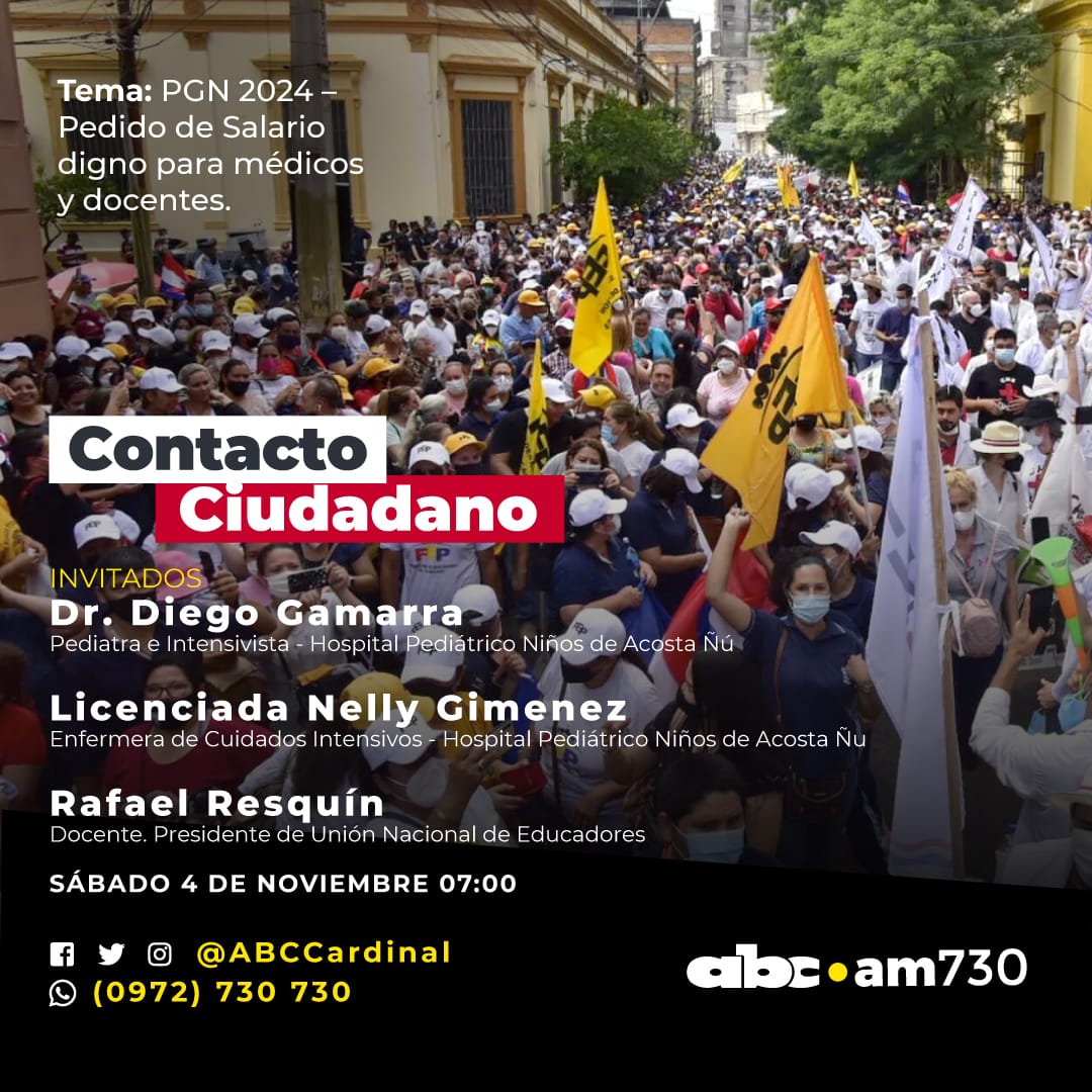#ContactoCiudadano 📌Visita en en estudios: Dr. Diego Gamarra, pediatra e intensivista - Hospital Pediátrico Niños de Acosta Ñu. 

📌Licencia Nelly Giménez, enfermera de Cuidados Intensivos - Hospital Pediátrico Niños de Acosta Ñu.

📌Rafael Resquin, docente. Presidente de la