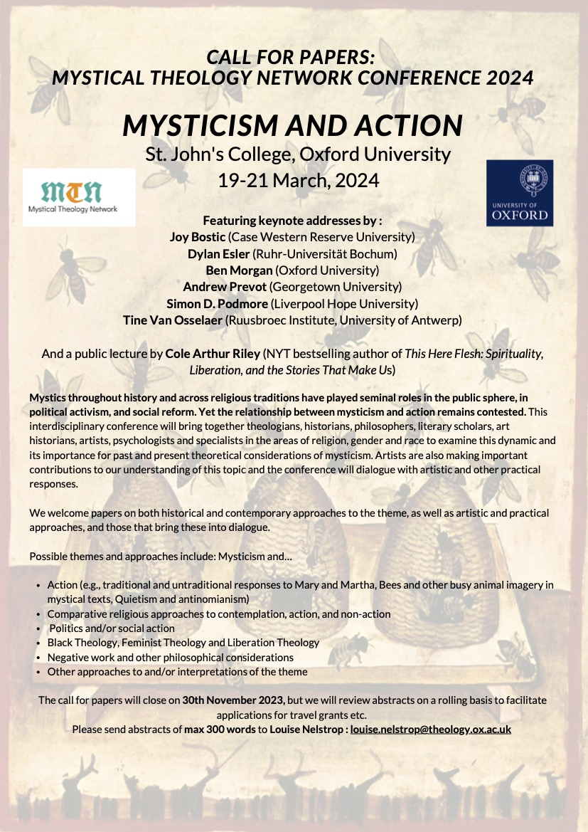 @MysticTheology MTN conference on Mysticism and Action March 19th-21st. CFP open. Save the date!