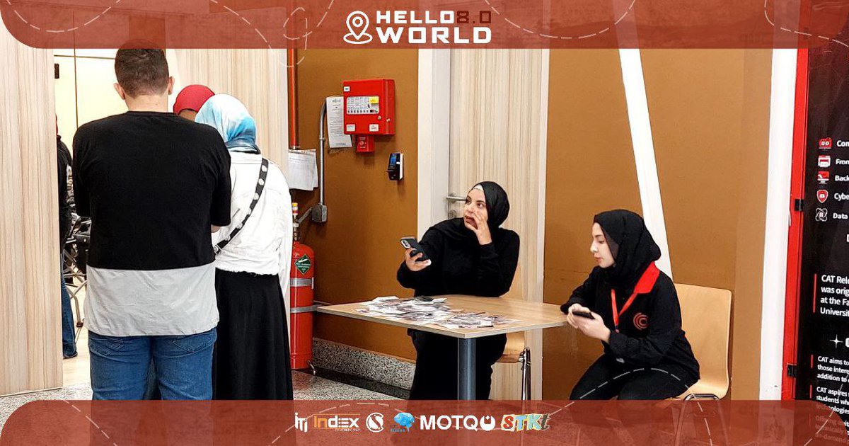 CATReloaded's tweet photo. عملية الـ Registration لحضور اليوم الأول من 8.0 Hello Worled
نحن في انتظاركم!
#CATReloded
#HelloWorld8 https://t.co/k97oE7C49K