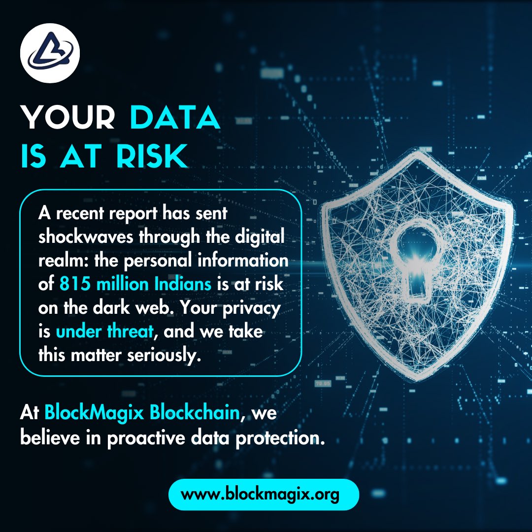 Protecting Data, Protecting Trust: The recent data leak incident reminds us why safeguarding information is vital in today's digital age.
#DataBreach #dataprotection #datatheft #Aadhaar #privacy #hacker #DarkWeb #risk #DataSecurity #indiangov #blockmagix