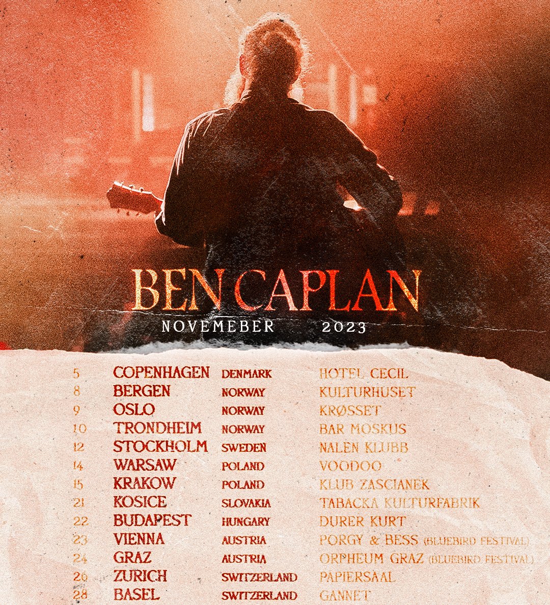 It's a busy November! The tour has begun! On my way to Denmark now. Will I see you at one of the shows? Tickets and stuff at bencaplan.ca/tour