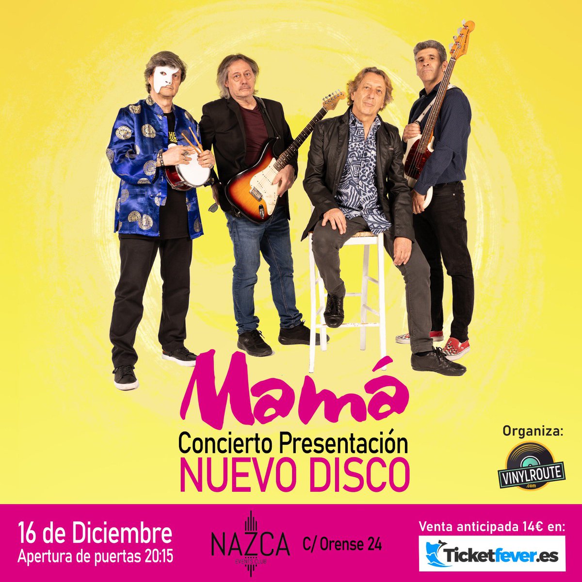 FIESTA VINYLROUTE
🟠
MAMÁ - NUEVO DISCO Y CONCIERTO

La cita es el 16 de diciembre en la Sala Nazca de Madrid. Mamá presenta su nuevo disco, “Nuevo color”, con un concierto repleto de sorpresas. Las entradas estarán disponibles esta semana

vinylroute.com/2023/11/03/mam…