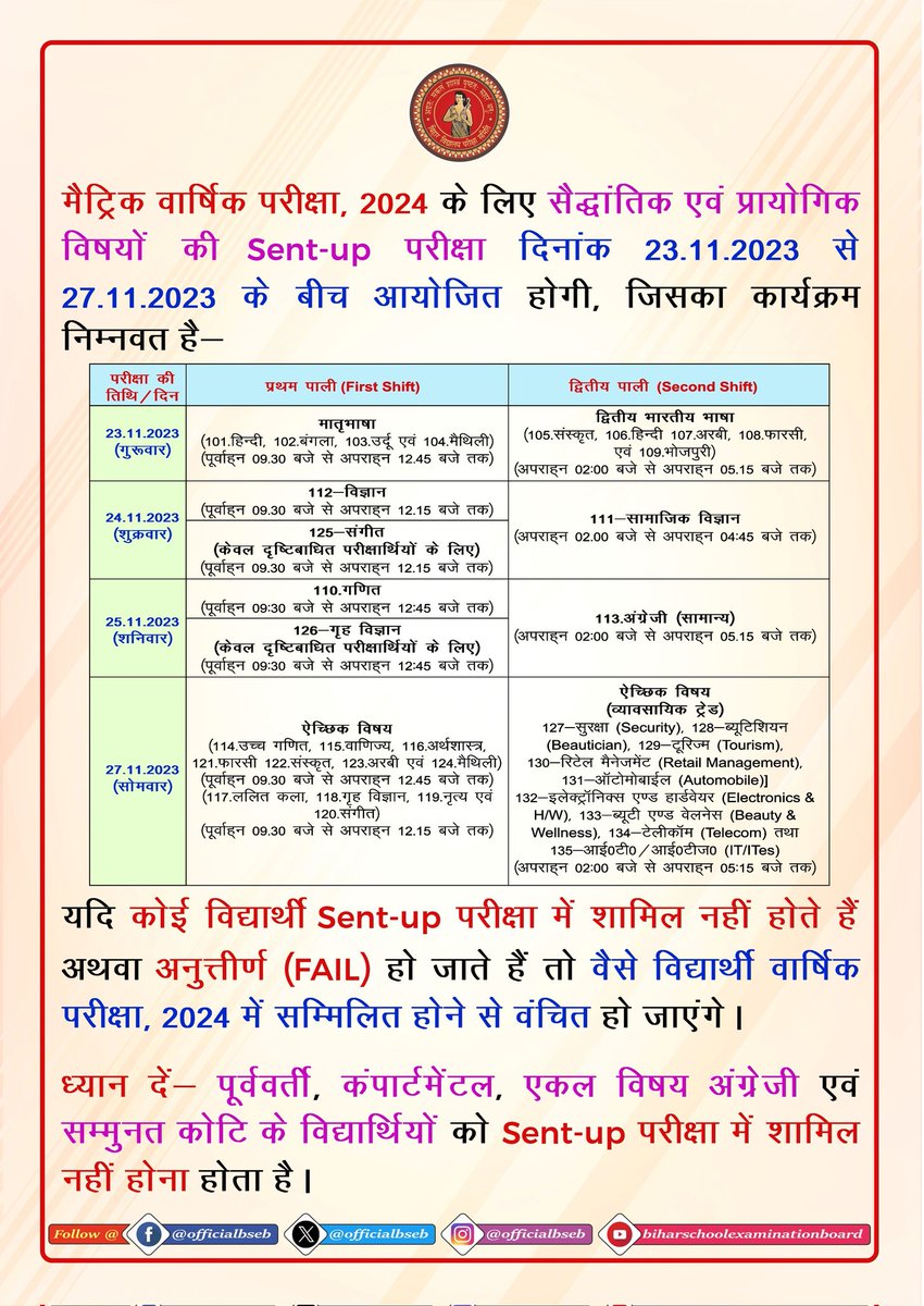 BsebResult's tweet photo. #BSEB #BiharBoard #Bihar #Matric_Annual_Exam_2024 #SentUpExam #BiharNews https://t.co/1OO6o3CVGm