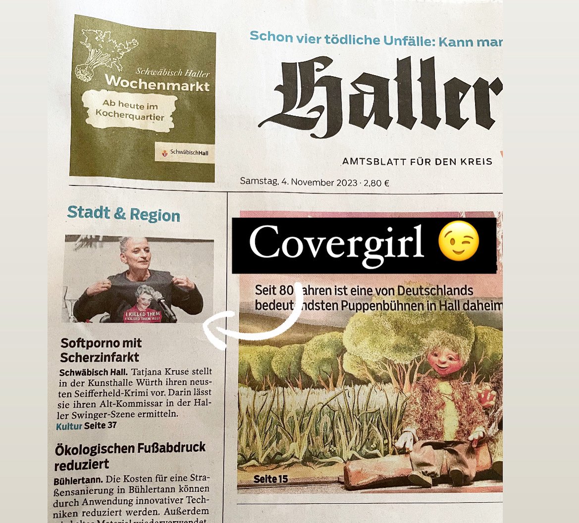 KrimiKruse's tweet photo. Heute “Covergirl” im Haller Tagblatt 😉
Der Artikel dazu ist ein Verriss, noch dazu mit saftigen, inhaltlichen Fehlern, aber he, Hauptsache sie reden über dich und “schreiben deinen Namen richtig”, stimmt’s?
#dieFrauohneHals #thewriterslife #mannmannmann https://t.co/cDXHLhSrMT