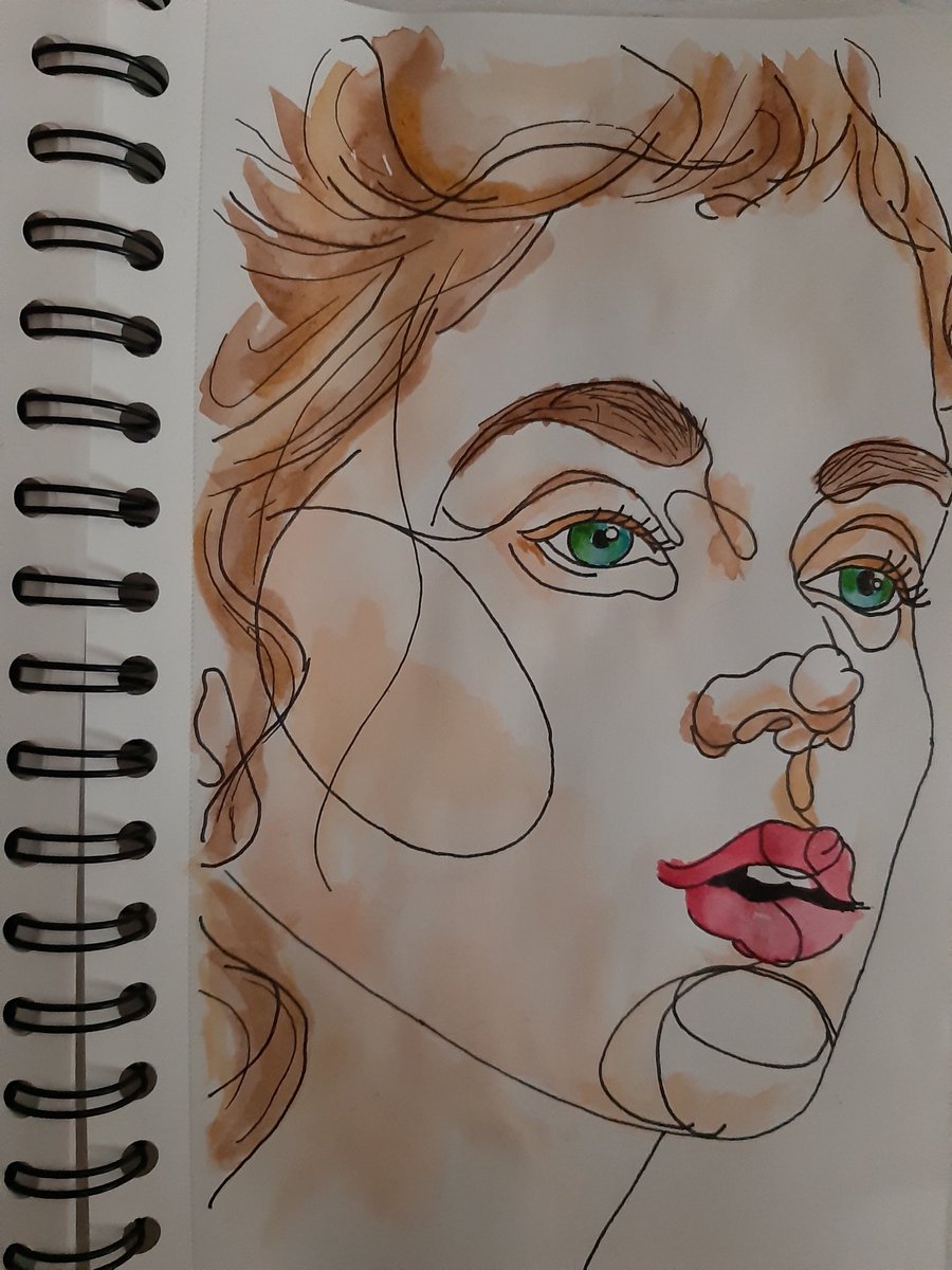 FuchsFeuer22763's tweet photo. New trial. This time I got the skin tone to be a little "rosier" and I like the brown tone for the hair better than my first attempt 🎨
#drawing #Watercolour #RicoDesign #FaberCastell #sketchbook https://t.co/0amsHijAkV