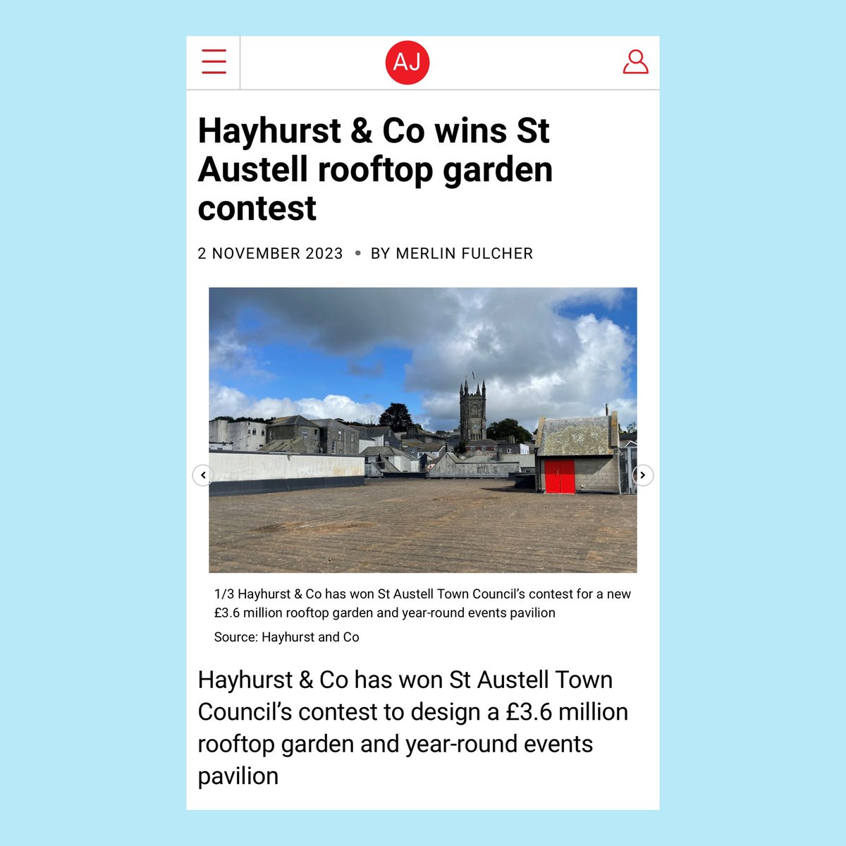 Hayhurst and Co. (@hayhurstandco) on Twitter photo Really excited to share that we have won the bid to design a roof-top garden and cafe in place of a dis-used car park right in the centre of St Austell. Working with amazing team including <a href="/HemingwayDesign/">HemingwayDesign</a> <a href="/propagatingdan/">Dan Corby Bristow</a> <a href="/AECOM/">AECOM</a> Really excited to share that we have won the bid to design a roof-top garden and cafe in place of a dis-used car park right in the centre of St Austell. Working with amazing team including <a href="/HemingwayDesign/">HemingwayDesign</a> <a href="/propagatingdan/">Dan Corby Bristow</a> <a href="/AECOM/">AECOM</a>