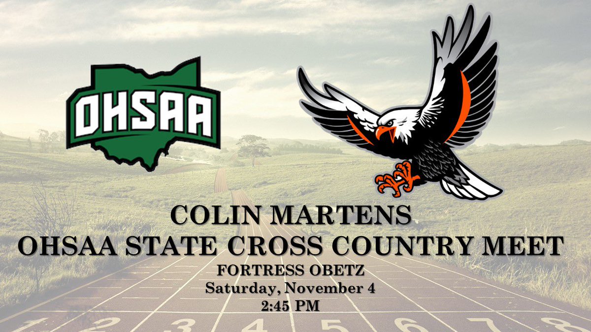 Good luck to Colin Martens at today’s OHSAA State Cross Country Championship! Tickets available at ohsaa.org/tickets. Go Colin!🦅🏃🏻‍♂️