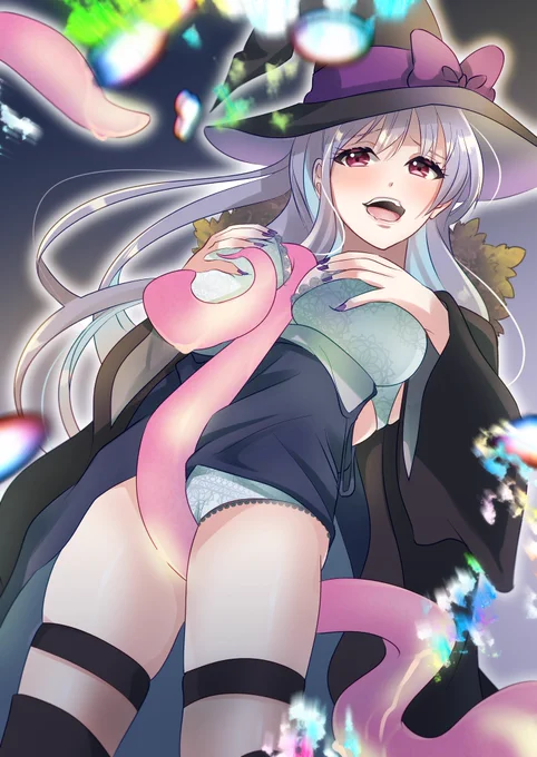 『乗っ取った魔法使いの身体を使って自身に触手プレイ』(TSFレビュー企画 投稿景品178)つのレビューでイラストを描いて貰うあむぁいおかし製作所のレビュー企画!今回は黒雪雨さんからのリクエストで不二家あぽ太さんに描いて頂きました! 