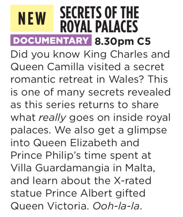 Trouble brewing at Kensington, love blossoms at Villa Guardamangia. It’s back!  Series 4, Secrets of the Royal Palaces &amp; pick of the day in everything CHANNEL 5 830pm <a href="/KateWilliamsme/">Prof Kate Williams 💙</a> <a href="/JonathanFoyle/">Dr Jonathan Foyle </a> <a href="/Tessadunlop/">Dr Tessa Dunlop</a> <a href="/channel5_tv/">Channel 5</a> <a href="/Channel5Press/">5 Press</a> <a href="/ObjectiveMediaG/">ObjectiveMediaGroup</a> <a href="/all3media/">All3Media</a>