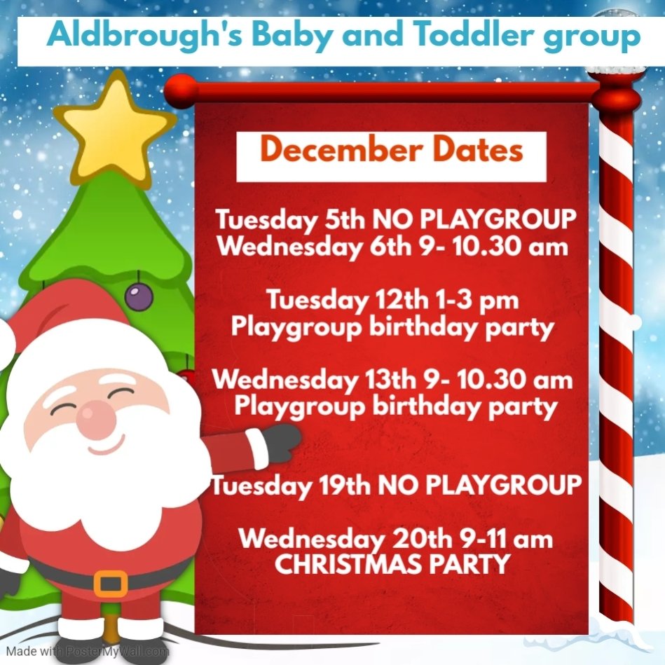 December dates for Aldbrough's baby and toddler group. We have lots of fun things to look forward... #babyandtoddler #playgroup #play #Learn #fun
