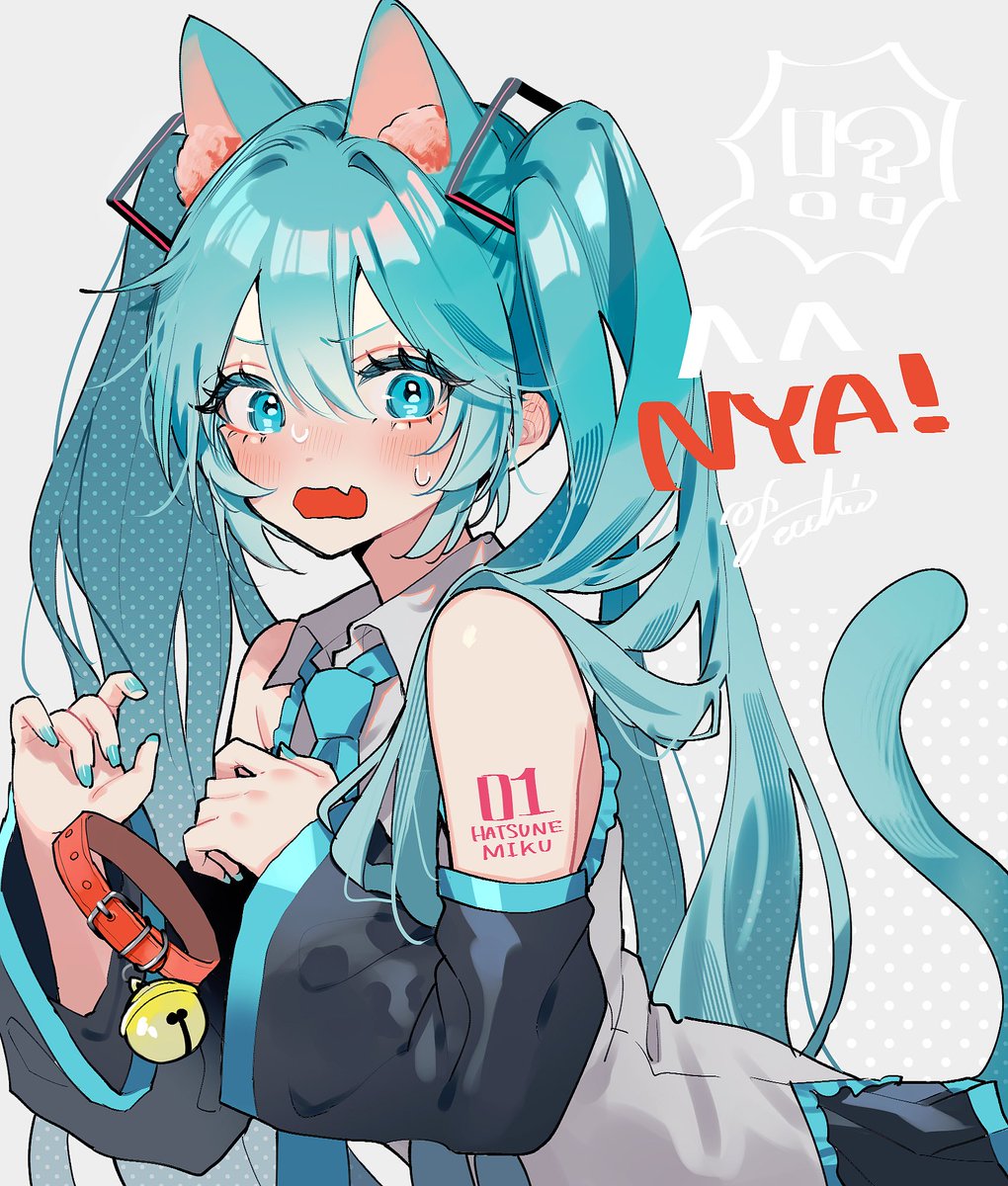 hatsune miku 1girl animal ears tail solo cat tail cat ears long hair  illustration images