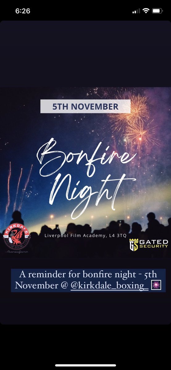 Tomorrow night Kirkdale Boxing club and <a href="/Gatedsecuriry/">Gated Security ltd</a> will host our own firework display…6pm rear gym car park… tea/coffee and refreshments also come and enjoy 💥🚀 #KRS #MoreThanJustABoxingClub #GatedSecurity