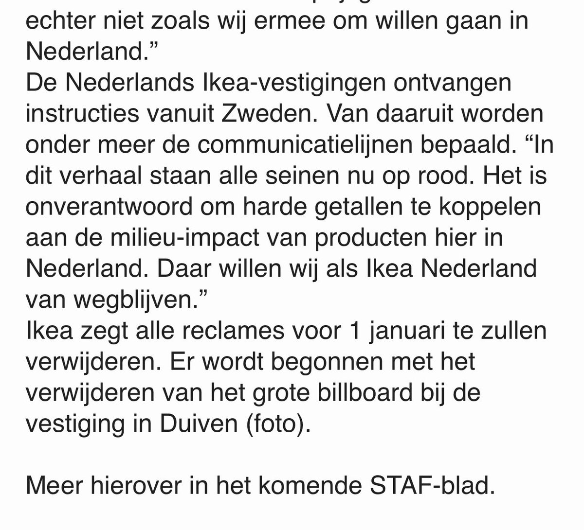 Goed werk ⁦<a href="/STAF27183191/">STAF (Stichting Agri Facts)</a>⁩. Onterechte vegetarische claim van ⁦<a href="/IKEA/">IKEA</a>⁩ vakkundig doorgeprikt. Goed ook trouwens dat ⁦<a href="/IKEA/">IKEA</a>⁩ haar ongelijk professioneel heeft opgepakt en meteen besloten heeft de onjuiste reclame te stoppen.